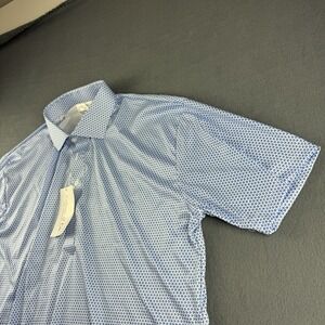 Collars and Co Shirt Men's L Blue Polo Geometric Star Dress Firm Office Work NEW